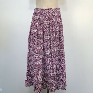 VTG Liz Claiborne Collection Midi Maxi Floral Purple White Full Skirt Size 14